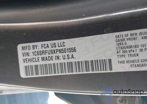 2023 Ram 1500 Trx 4X4 5'7 Box from USA, damaged, VIN 1C6SRFU9XPN501556